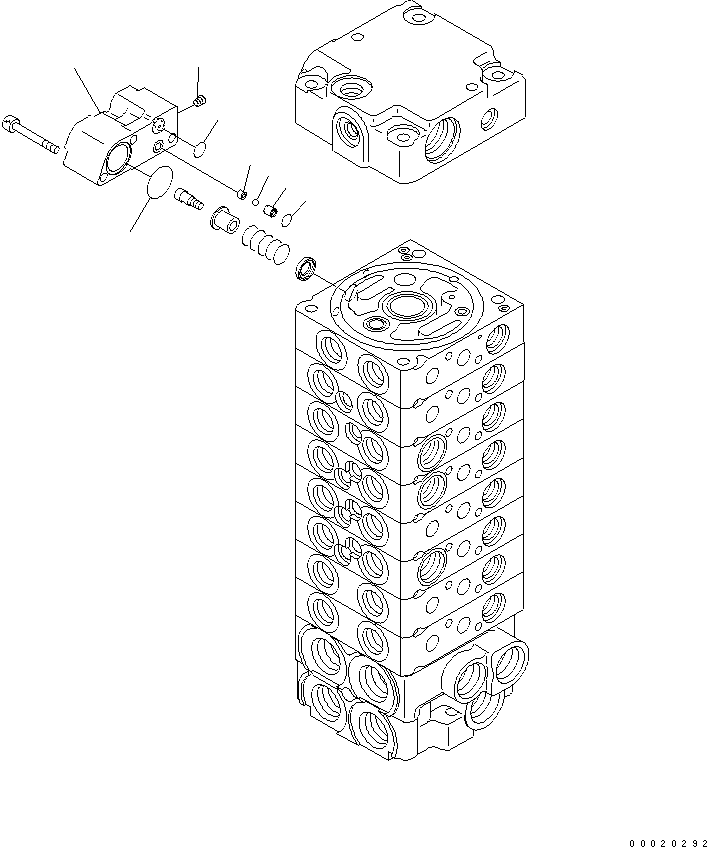 Komatsu parts book diagram for PC27MR-2-B S/N 15001-UP: MAIN VALVE (8-VALVE) (5/14)