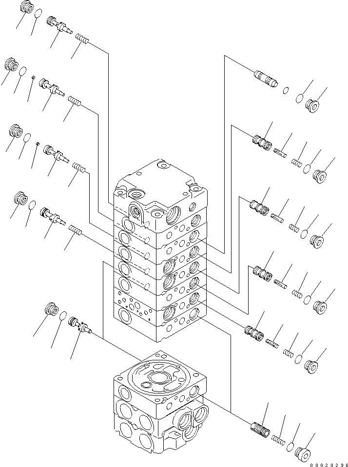 Komatsu parts book diagram for PC27MR-2-B S/N 15001-UP: MAIN VALVE (8-VALVE) (9/14)