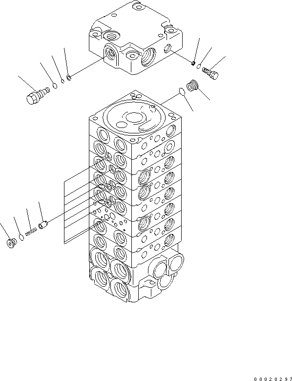 Komatsu parts book diagram for PC27MR-2-B S/N 15001-UP: MAIN VALVE (8-VALVE) (10/14)
