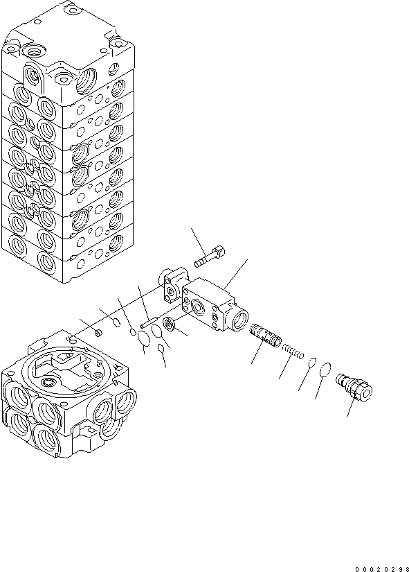 Komatsu parts book diagram for PC27MR-2-B S/N 15001-UP: MAIN VALVE (8-VALVE) (11/14)