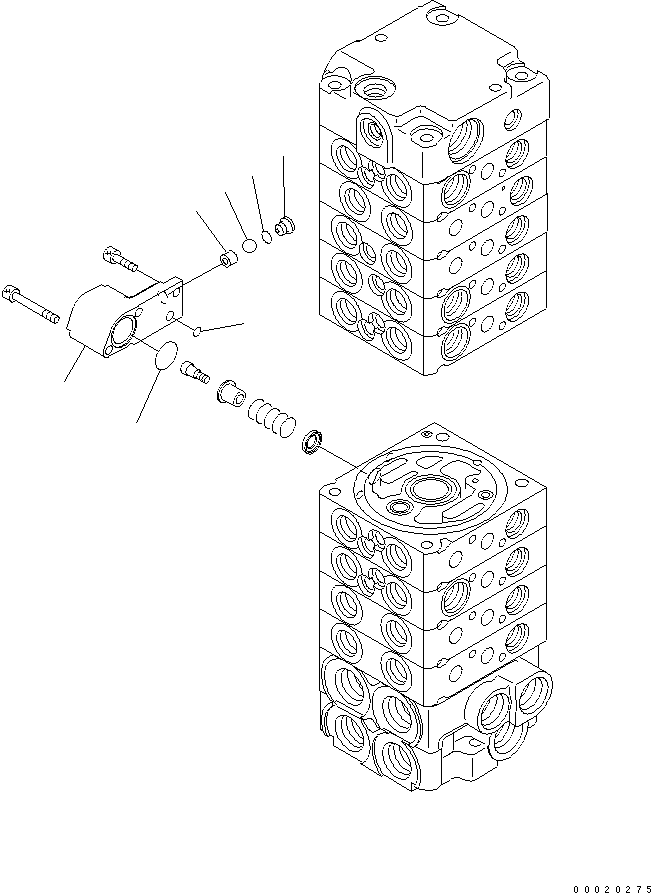 Komatsu parts book diagram for PC27MR-2-B S/N 15001-UP: MAIN VALVE (9-VALVE) (4/16)