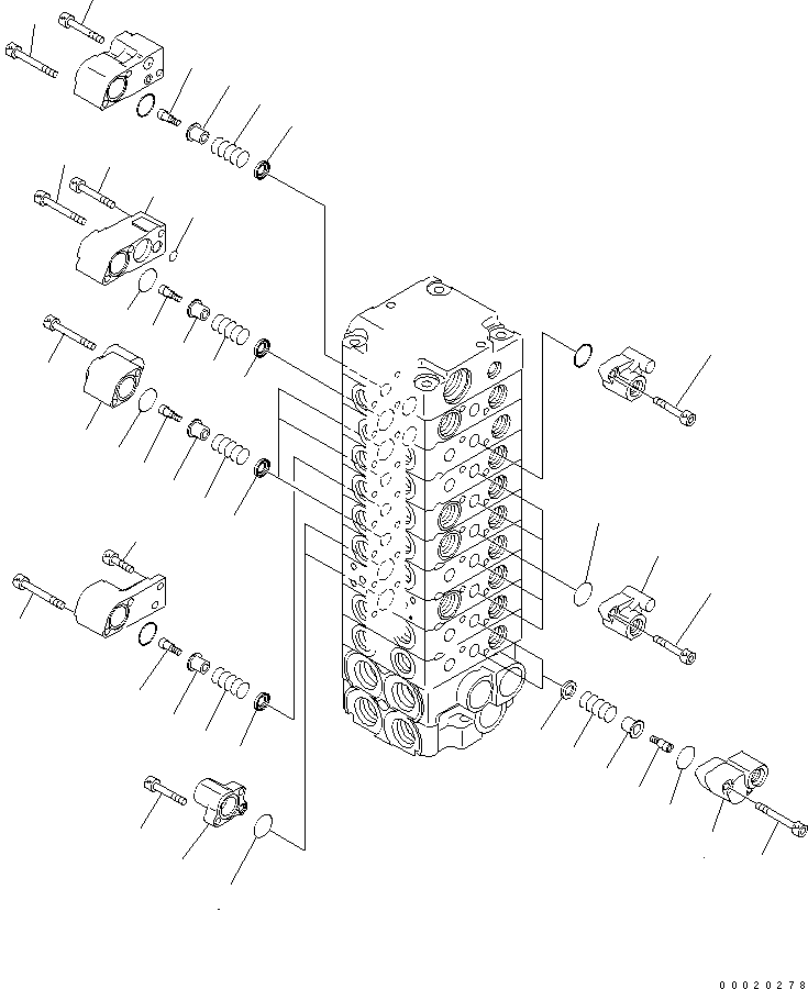 Komatsu parts book diagram for PC27MR-2-B S/N 15001-UP: MAIN VALVE (9-VALVE) (7/16)