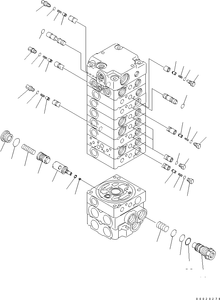 Komatsu parts book diagram for PC27MR-2-B S/N 15001-UP: MAIN VALVE (9-VALVE) (8/16)