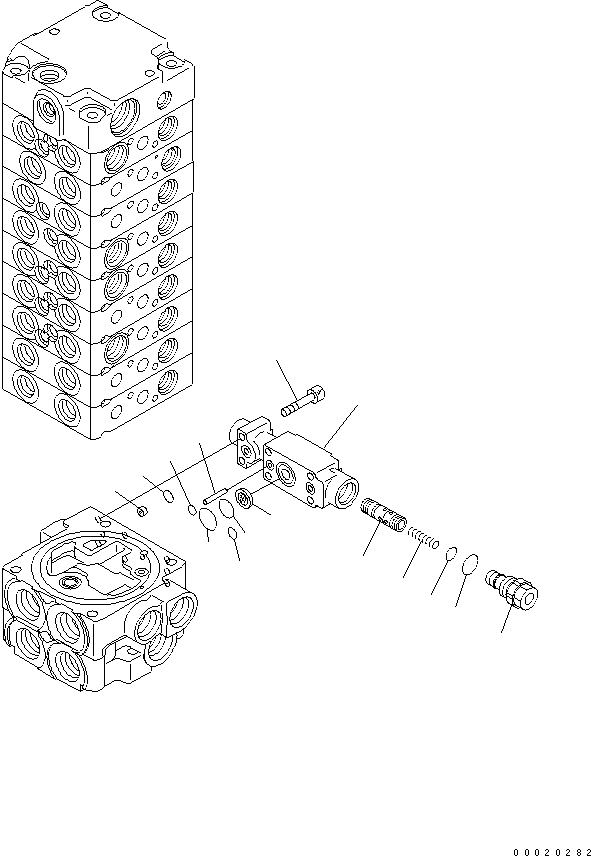 Komatsu parts book diagram for PC27MR-2-B S/N 15001-UP: MAIN VALVE (9-VALVE) (11/16)