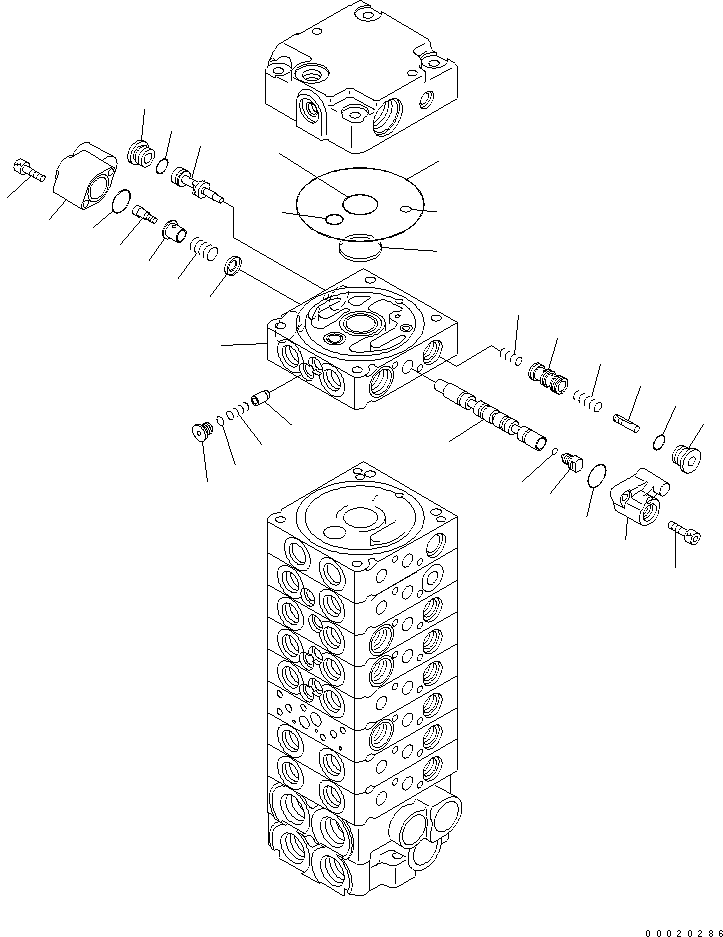 Komatsu parts book diagram for PC27MR-2-B S/N 15001-UP: MAIN VALVE (9-VALVE) (15/16) (FOR JAPAN)