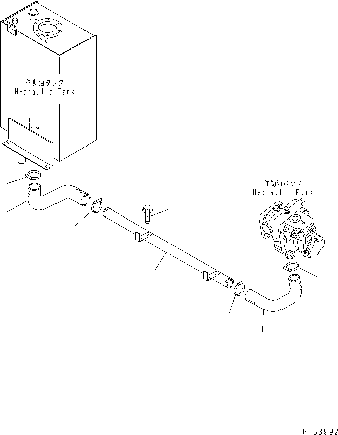 Excavators Komatsu / PC27MRX-1 S/N 10001-UP(pc27mrxc) / HYDRAULIC PIPING (TANK TO PUMP)(150060 : H0311-01A0)