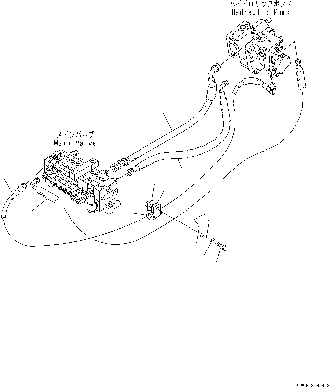 Excavators Komatsu / PC27MRX-1 S/N 10001-UP(pc27mrxc) / HYDRAULIC PIPING (PUMP TO MAIN VALVE)(#10001-10950)(150070 : H0312-01A0)