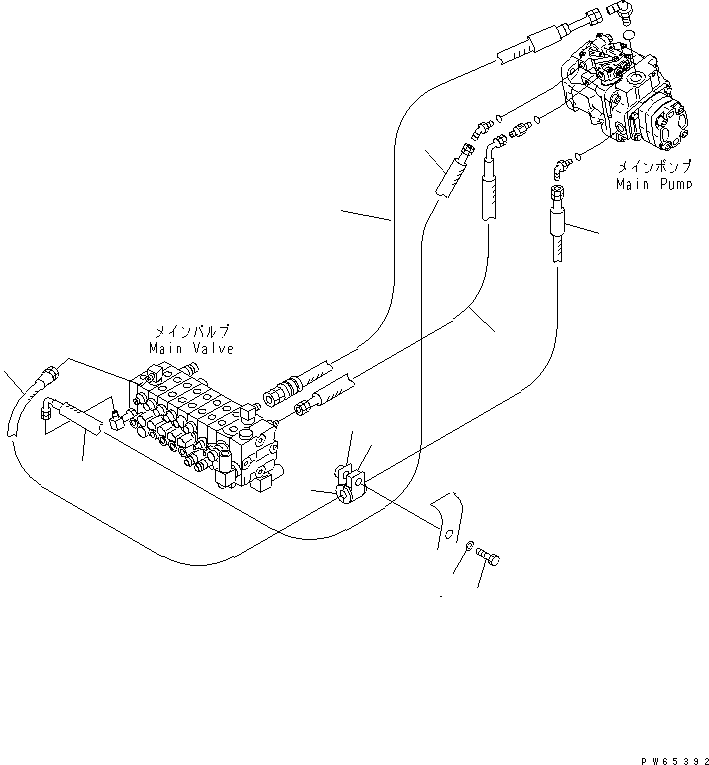 Excavators Komatsu / PC27MRX-1 S/N 10001-UP(pc27mrxc) / HYDRAULIC PIPING (PUMP TO MAIN VALVE)(#10951-)(150080 : H0312-01A0A)