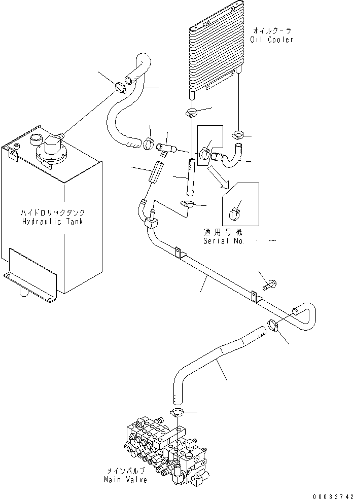 Excavators Komatsu / PC27MRX-1 S/N 10001-UP(pc27mrxc) / HYDRAULIC PIPING (RETURN LINE)(#10951-)(150100 : H0330-01A0A)
