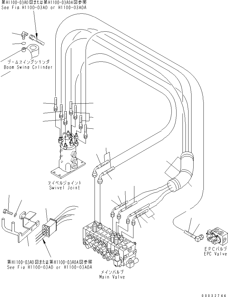 Excavators Komatsu / PC27MRX-1 S/N 10001-UP(pc27mrxc) / ACTUATOR LINE (TRAVEL MOTOR AND BLADE CYLINDER LINE)(#10639-)(150140 : H1100-01A0A)