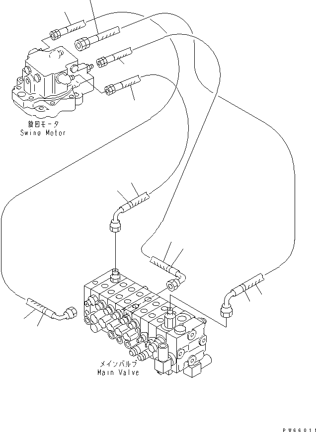 Excavators Komatsu / PC27MRX-1 S/N 10001-UP(pc27mrxc) / ACTUATOR LINE (SWING MOTOR LINE) (FOR NORTH AMERICA)(150180 : H1100-02A1)