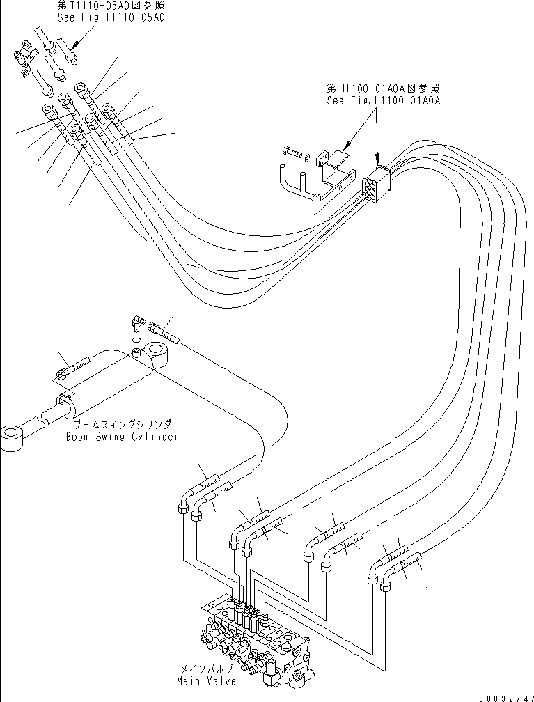 Excavators Komatsu / PC27MRX-1 S/N 10001-UP(pc27mrxc) / ACTUATOR LINE (BOOM ? ARM ? BUCKET AND BOOM SWING CYLINDER LINE)(#11413-)(150200 : H1100-03A0A)