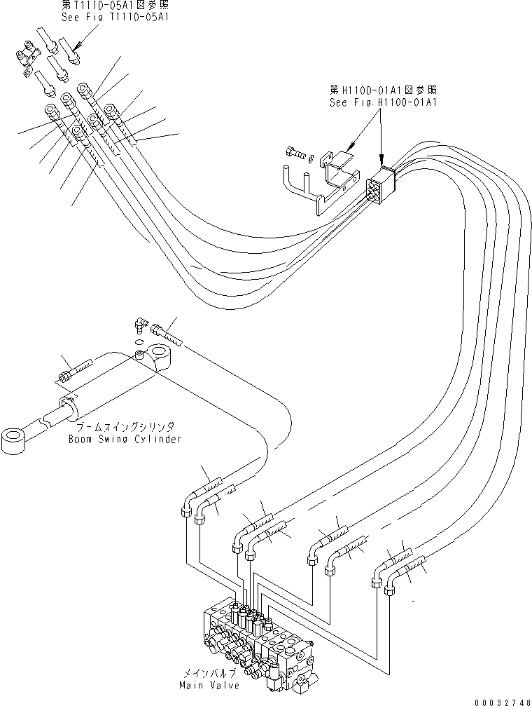 Excavators Komatsu / PC27MRX-1 S/N 10001-UP(pc27mrxc) / ACTUATOR LINE (BOOM ? ARM ? BUCKET AND BOOM SWING CYLINDER LINE) (FOR NORTH AMERICA)(150210 : H1100-03A1)