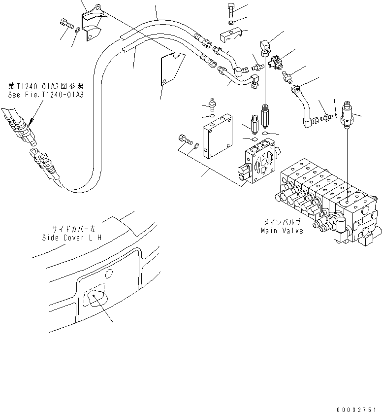 Excavators Komatsu / PC27MRX-1 S/N 10001-UP(pc27mrxc) / ATTACHMENT LINE (2-WAY) (IN REVOLVING FRAME) (WITH CAB)(150240 : H1270-01A3)