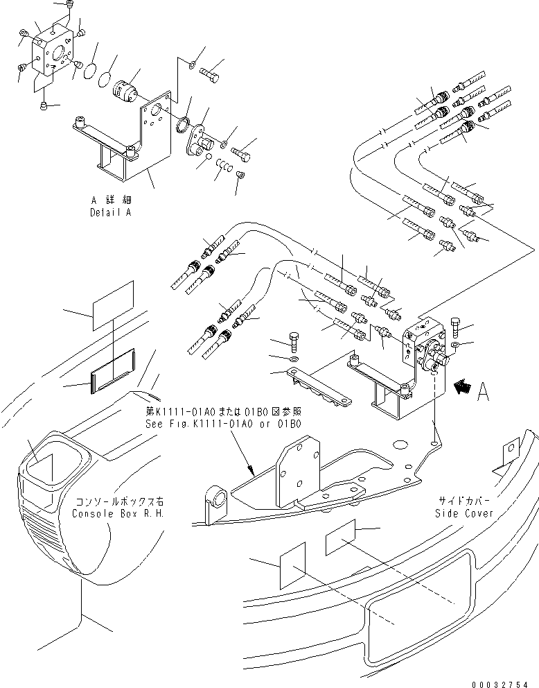 Excavators Komatsu / PC27MRX-1 S/N 10001-UP(pc27mrxc) / HYDRAULIC PIPING (2-WAY SELECTOR VALVE LINE)(150280 : H1835-01A1)