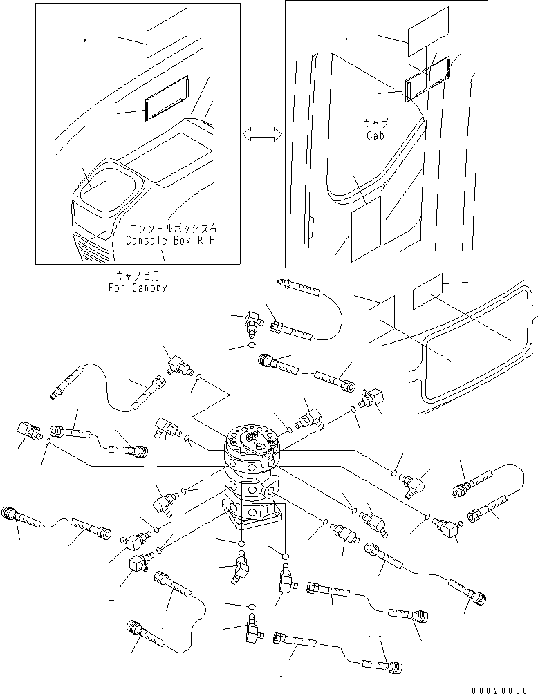 Excavators Komatsu / PC27MRX-1 S/N 10001-UP(pc27mrxc) / 4-WAY MULTI PATTERN CONTROL KIT (HYDRAULIC PIPING)(150310 : H1835-02A0)