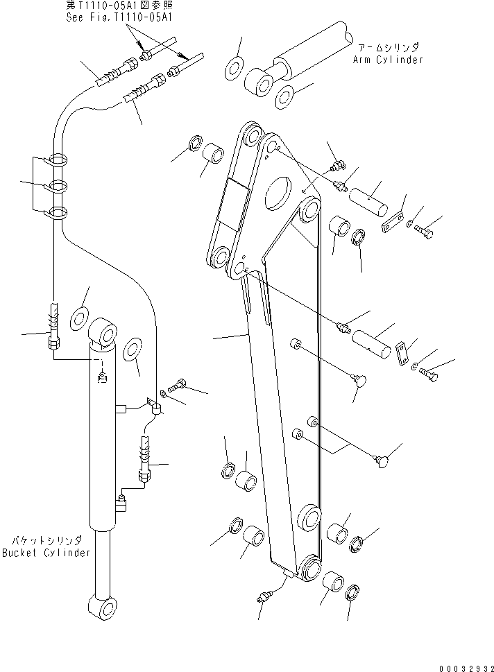 Excavators Komatsu / PC27MRX-1 S/N 10001-UP(pc27mrxc) / ARM (1110MM ARM) (FOR NORTH AMERICA)(360180 : T1210-01A3)
