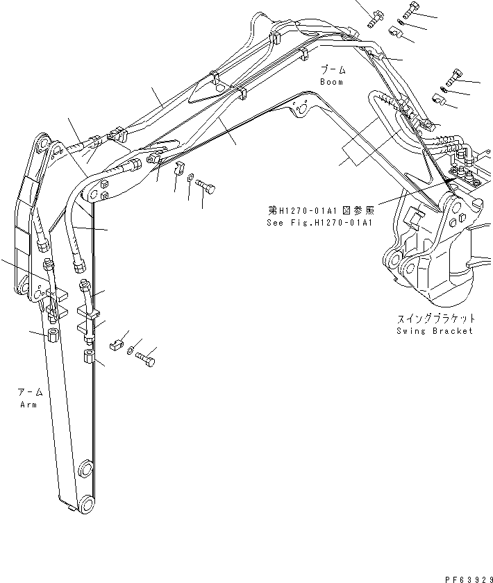 Excavators Komatsu / PC27R-8 S/N 10001-UP(pc27r-8c) / ATTACHMENT PIPING (BOOM AND ARM) (LONG ARM SPEC.)(360300 : T1240-01A2)
