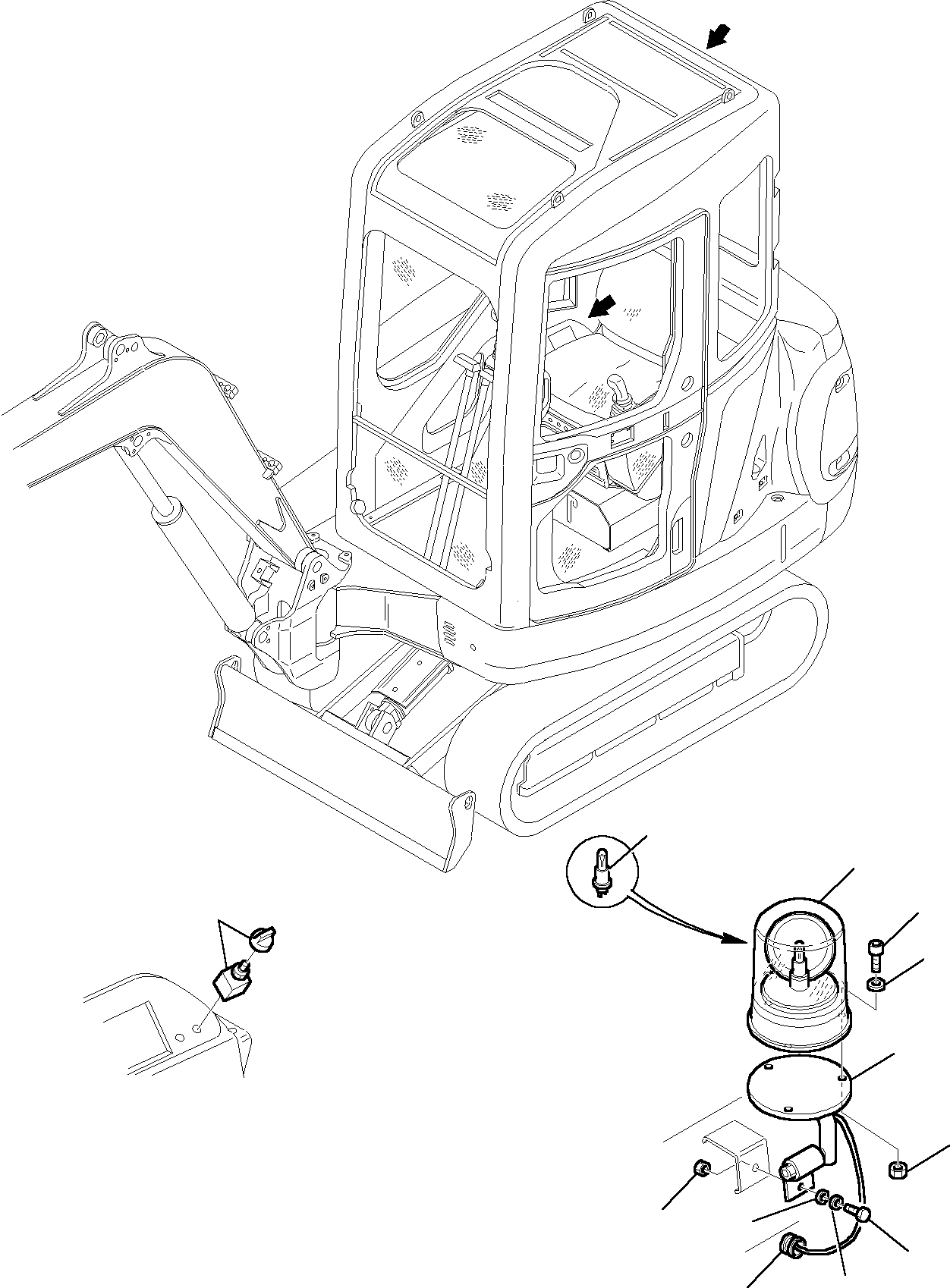 Excavators Komatsu / PC27R-8 S/N F30001-Up(pc27r_8) / ELECTRICAL SYSTEM (ROTARY BEAM LINE) (CABIN)(B-0150 : 1525)