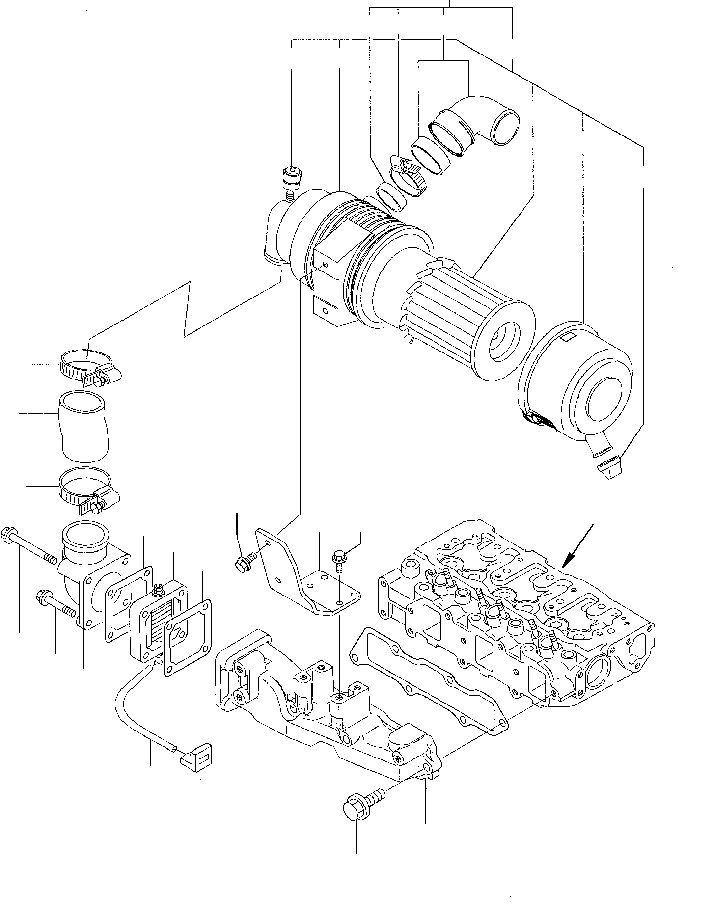 Komatsu parts book diagram for PC27R-8 S/N F31103-Up: SUCTION MANIFOLD - AIR CLEANER