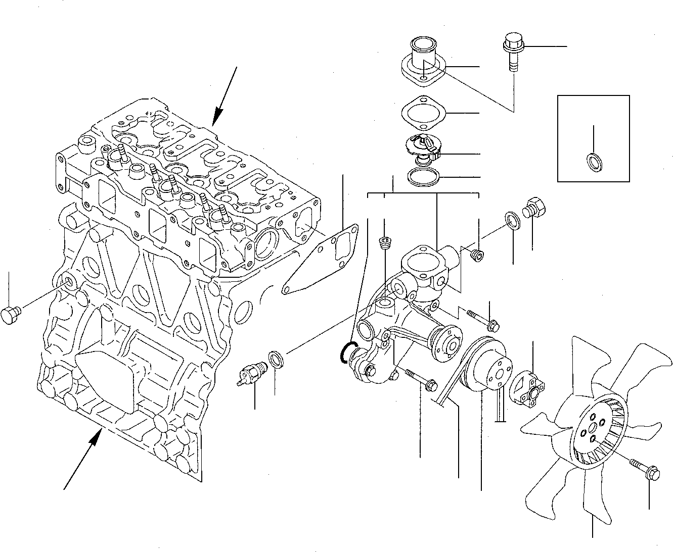 Komatsu parts book diagram for PC27R-8 S/N F31103-Up: COOLING WATER SYSTEM