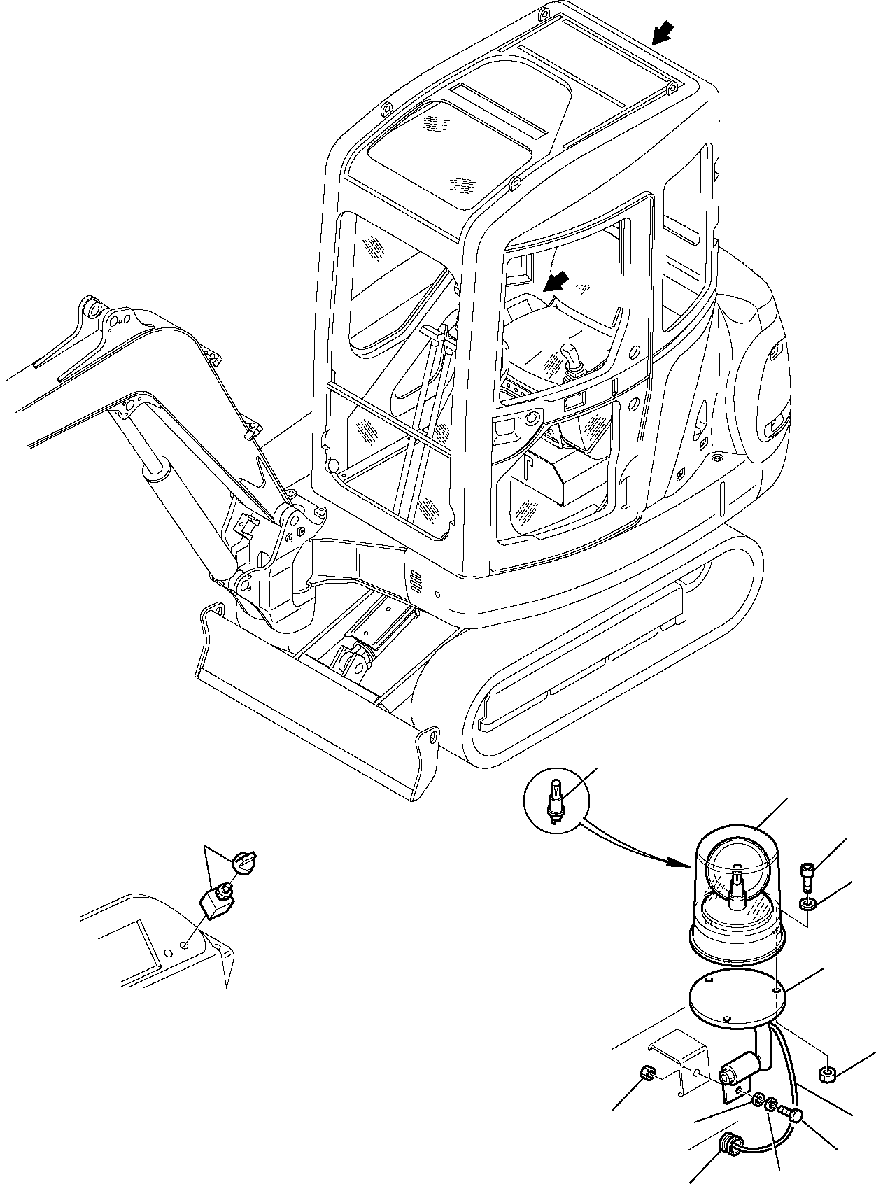 Komatsu parts book diagram for PC27R-8 S/N F31103-Up: ELECTRICAL SYSTEM (ROTARY BEAM LINE) (CABIN)