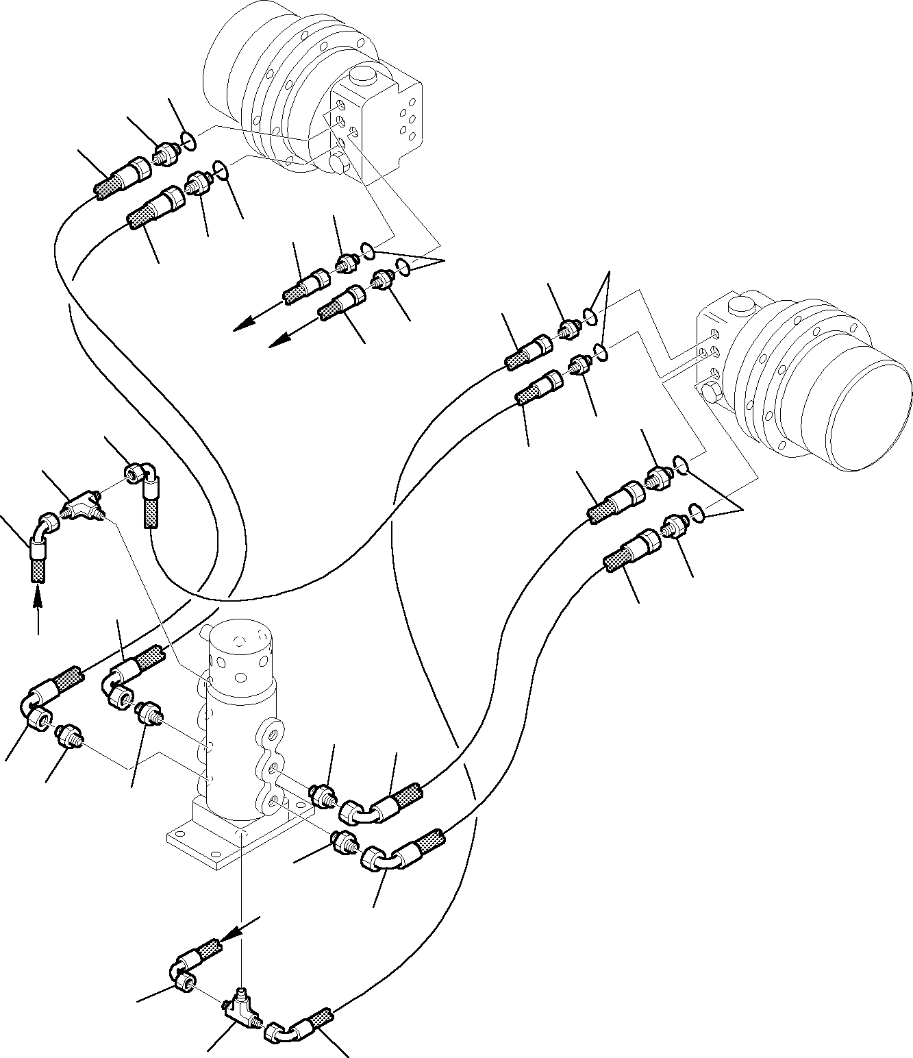 Komatsu parts book diagram for PC27R-8 S/N F31103-Up: HYDRAULIC PIPING (TRAVEL MOTOR LINE)