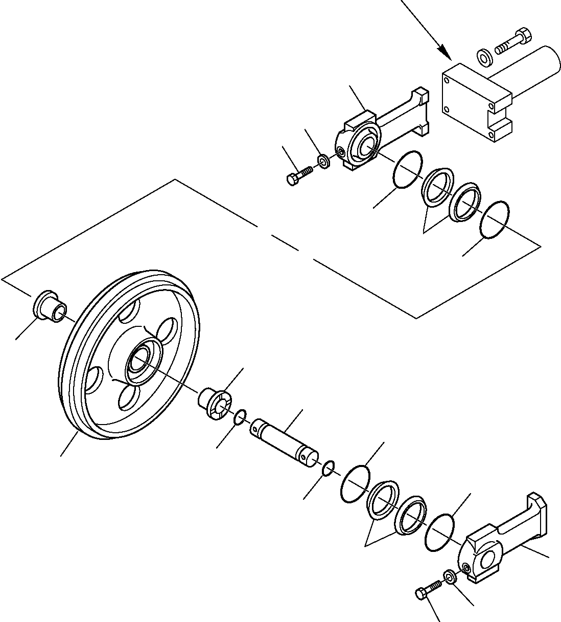 Komatsu parts book diagram for PC27R-8 S/N F31103-Up: IDLER (FOR STEEL SHOE) (1/2)