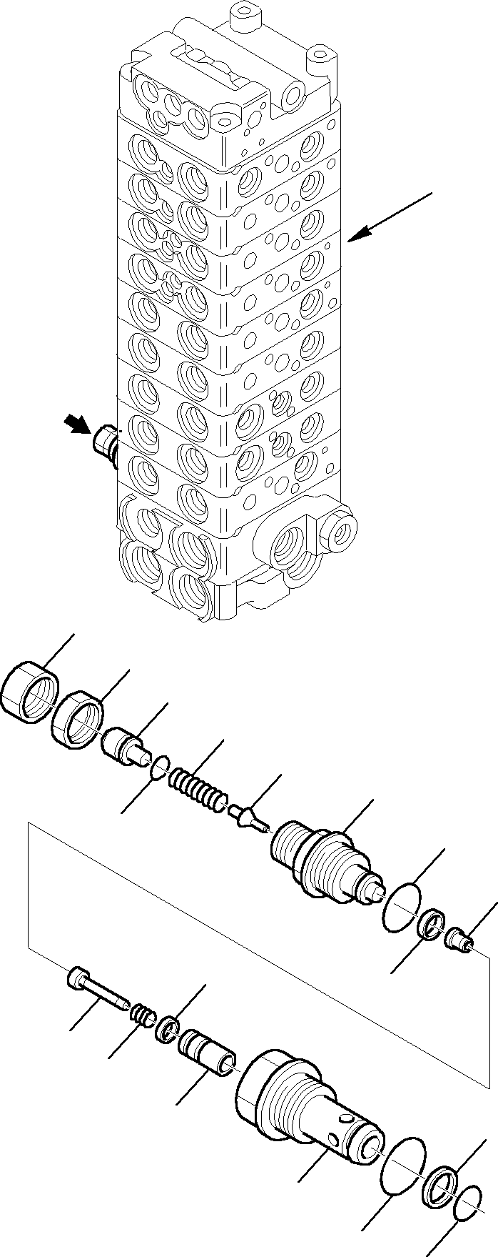Komatsu parts book diagram for PC27R-8 S/N F31103-Up: CONTROL VALVE (8/12)