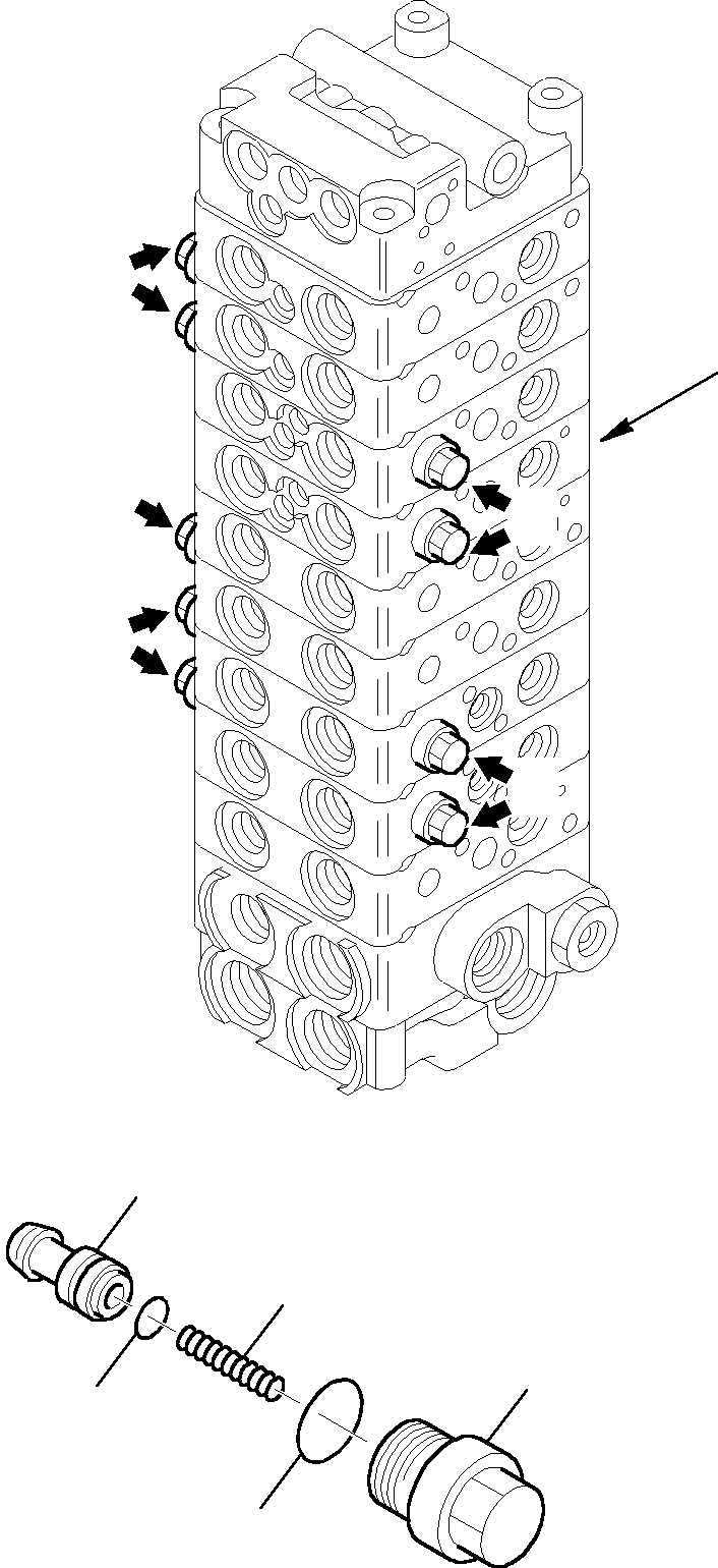 Komatsu parts book diagram for PC27R-8 S/N F31103-Up: CONTROL VALVE (10/12)