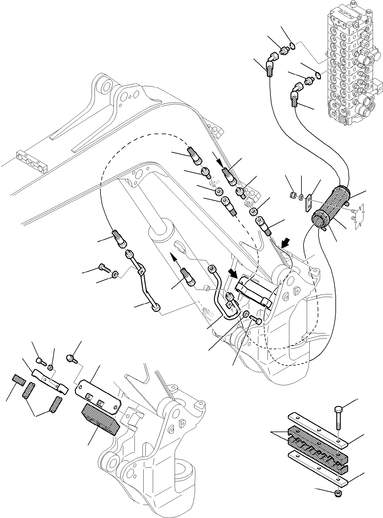 Komatsu parts book diagram for PC27R-8 S/N F31103-Up: HYDRAULIC PIPING (BOOM CYLINDER LINE) (FOR CANOPY)