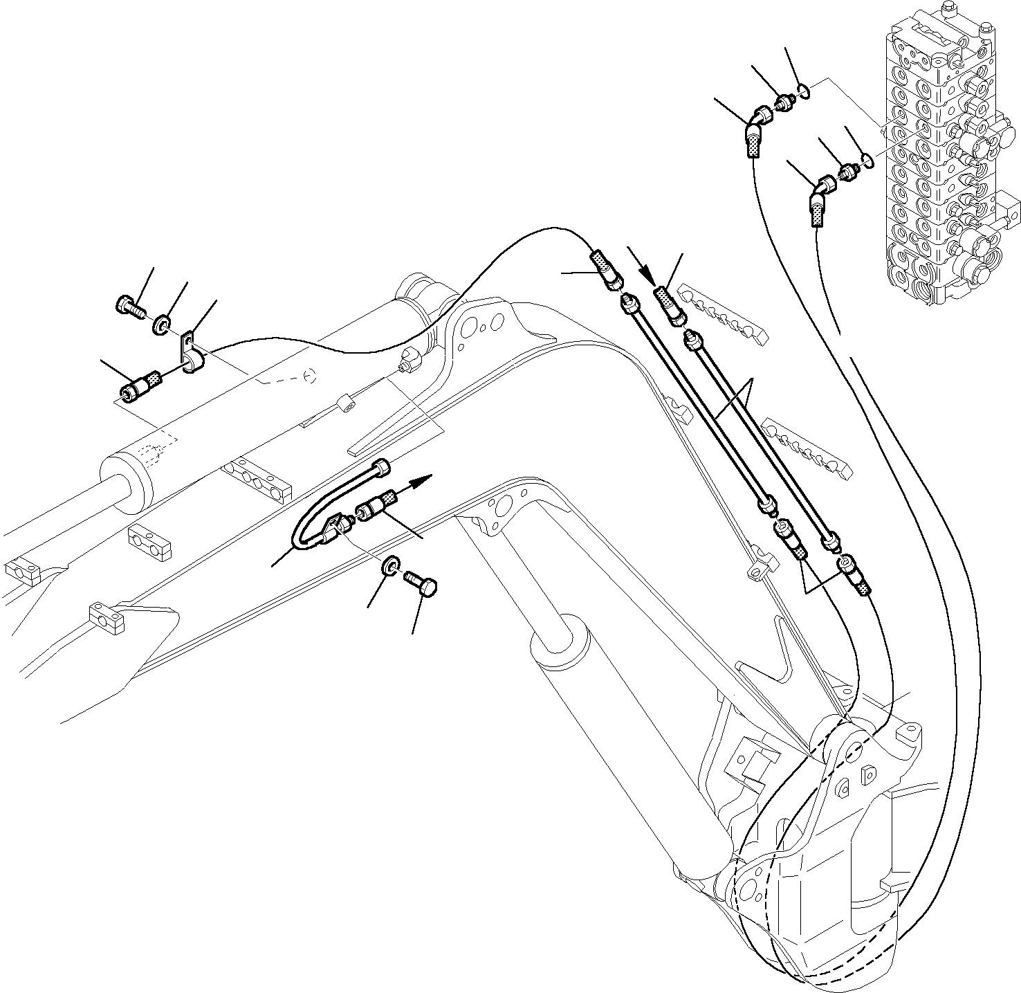 Komatsu parts book diagram for PC27R-8 S/N F31103-Up: HYDRAULIC PIPING (ARM CYLINDER LINE)