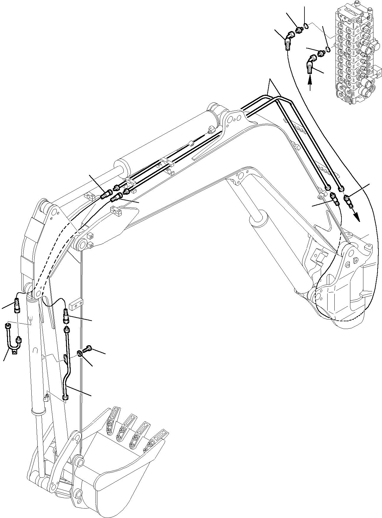Komatsu parts book diagram for PC27R-8 S/N F31103-Up: HYDRAULIC PIPING (BUCKET) (FOR LONG ARM)
