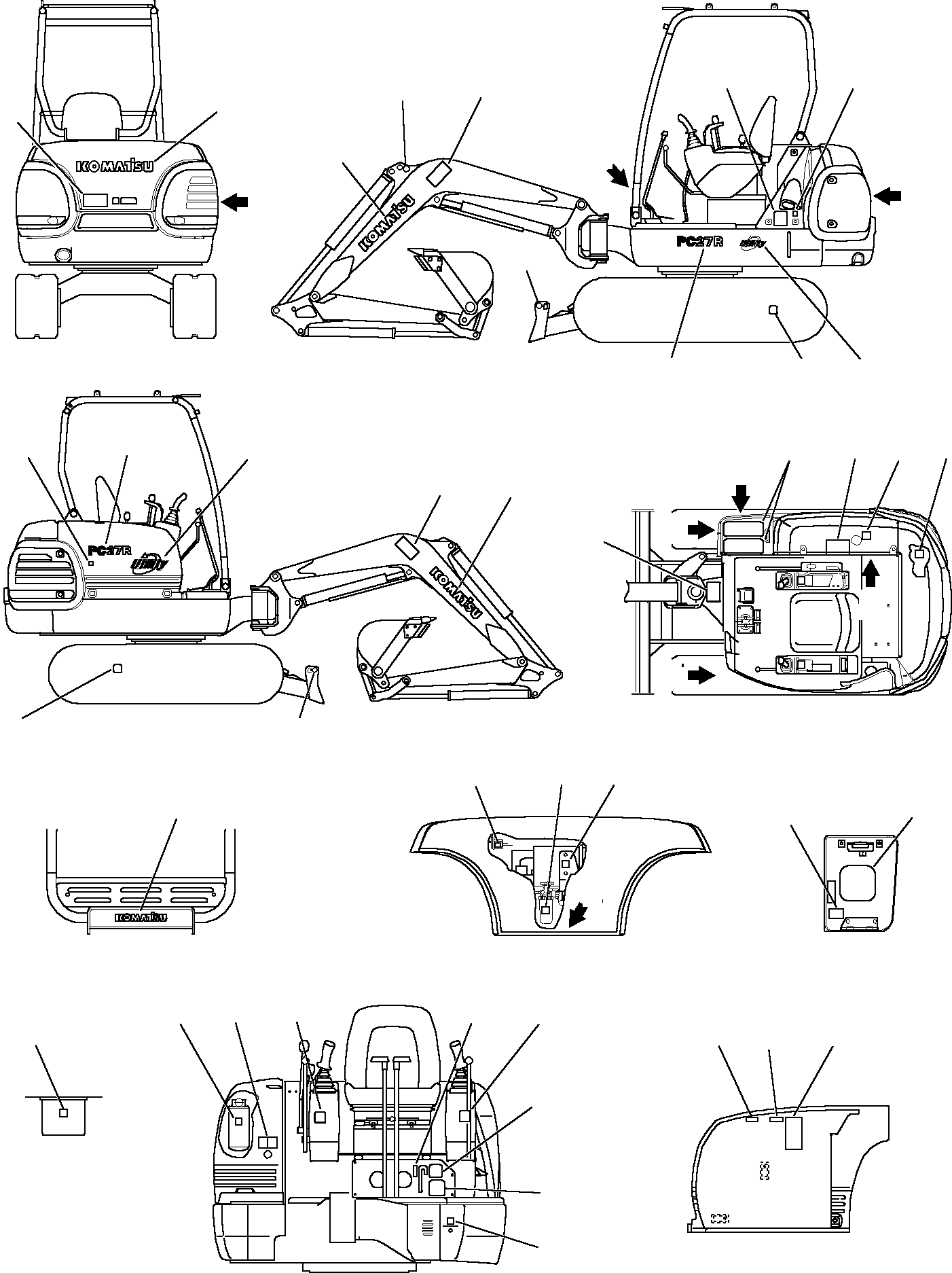Komatsu parts book diagram for PC27R-8 S/N F31103-Up: MARK PLATE (CANOPY)