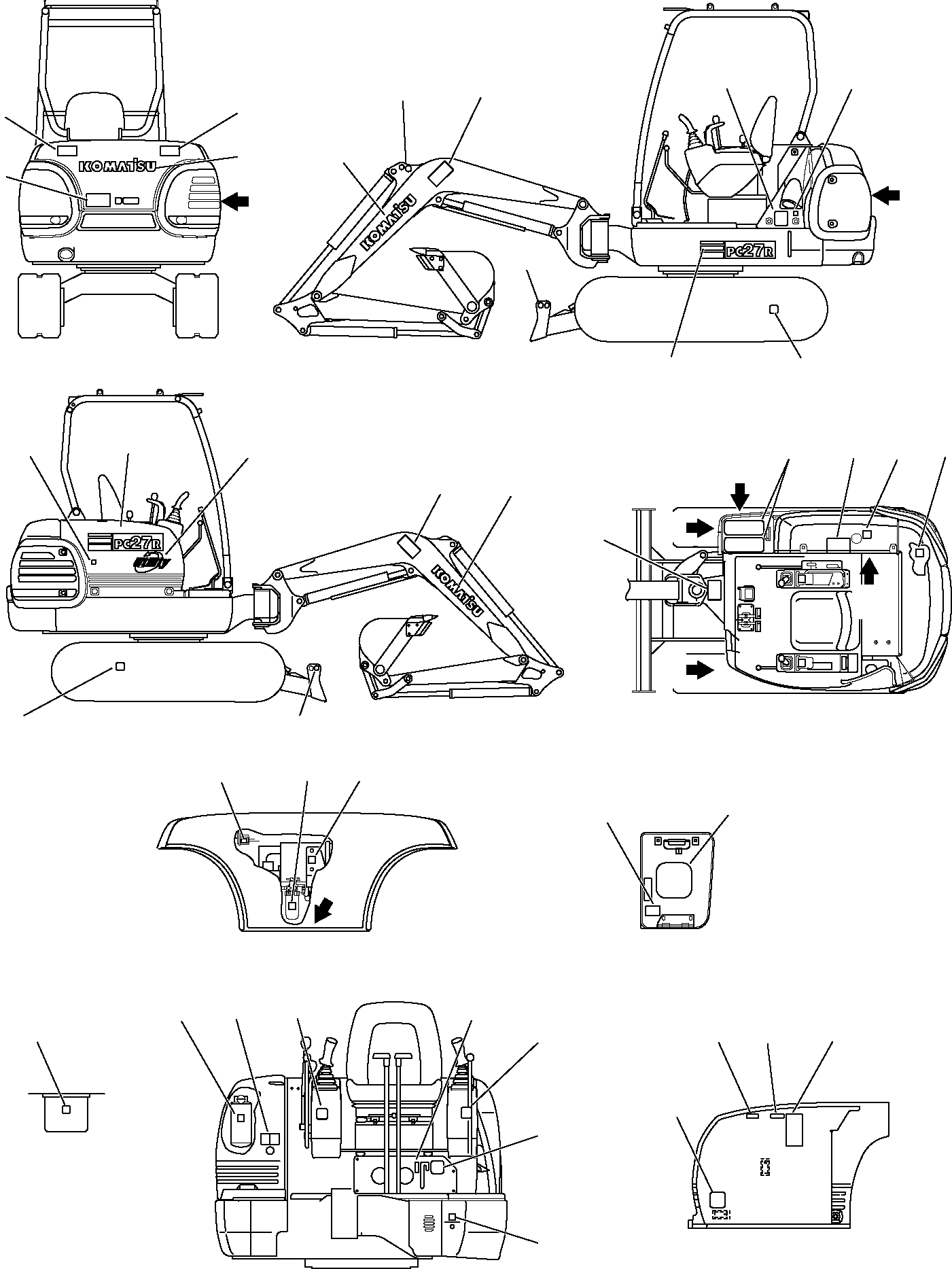 Komatsu parts book diagram for PC27R-8 S/N F31103-Up: MARK PLATE (CANOPY)