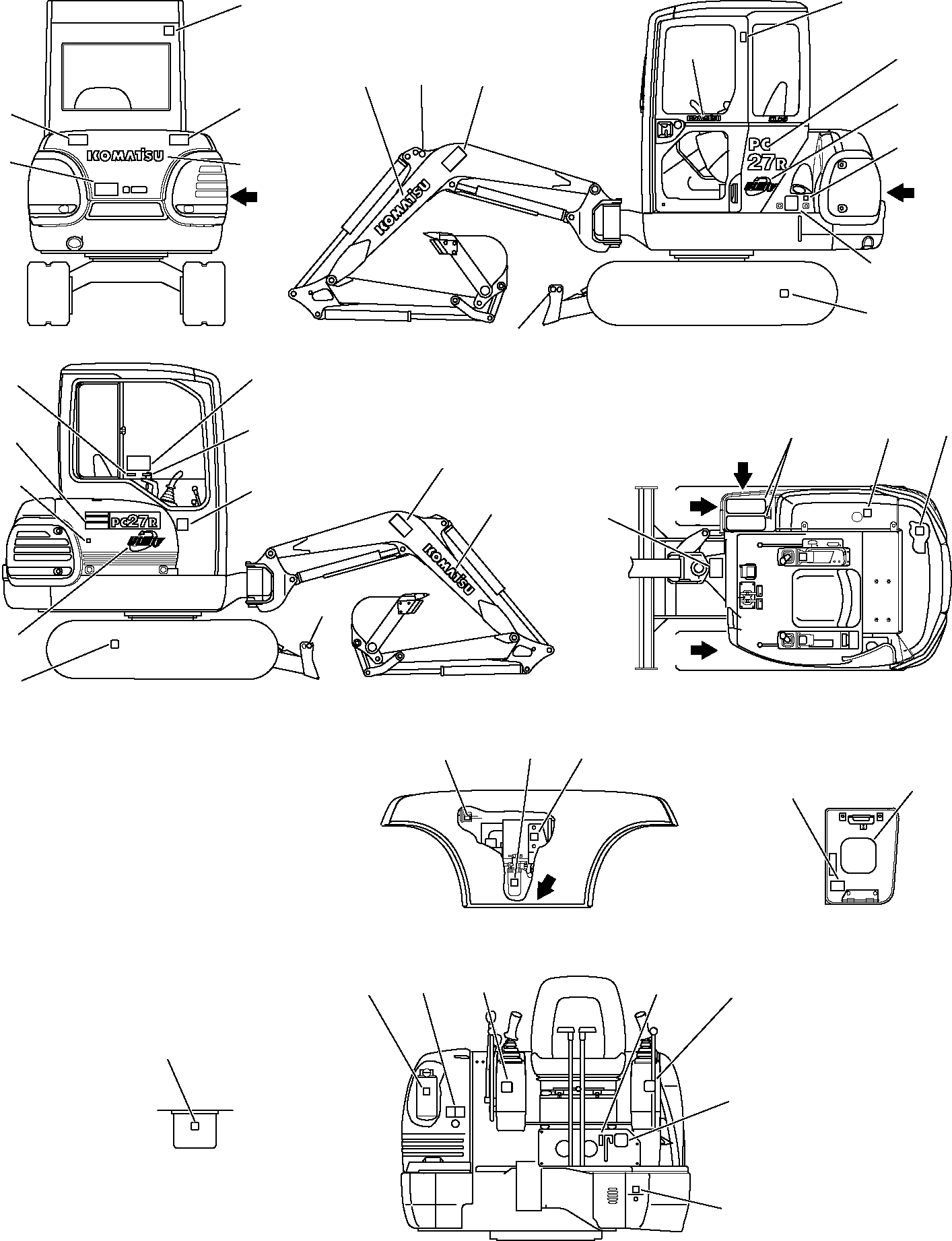 Komatsu parts book diagram for PC27R-8 S/N F31103-Up: MARK PLATE (CABIN)