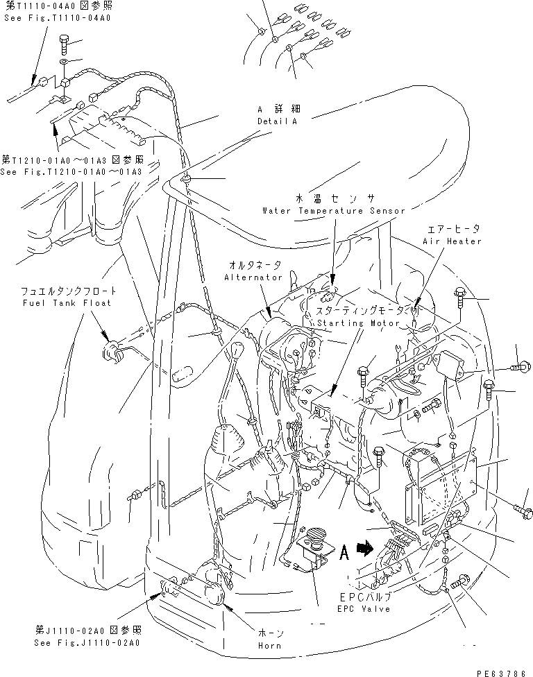 Excavators Komatsu / PC28UU-2 S/N 7001-UP(pc28uu-c) / ELECTRICAL WIRING (FOR 4 SYSTEM SPEC.)                           (FOR 2 SPEED TRAVL)(#10801-)(120040 : E0200-01A3)