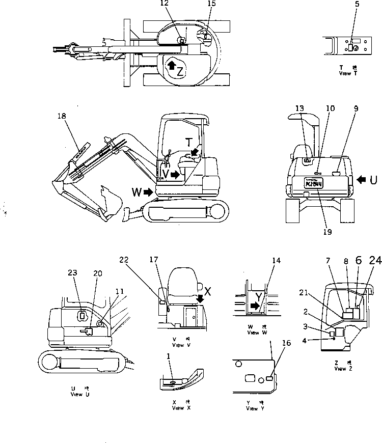Excavators Komatsu / PC28UU-2 S/N 7001-UP(pc28uu-c) / MARKS AND PLATES (FOR POWER TILT MECHANICAL ANGLE)(390050 : U0100-01A4)