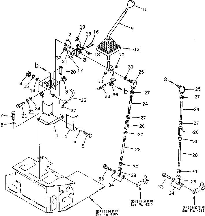 Excavators Komatsu / PC28UU-1 S/N 1001-UP(pc28uu-r) / SWING AND ARM CONTROL LEVER (FOR 6 WAY CONTROL)(#3653-)(120070 : 4205)