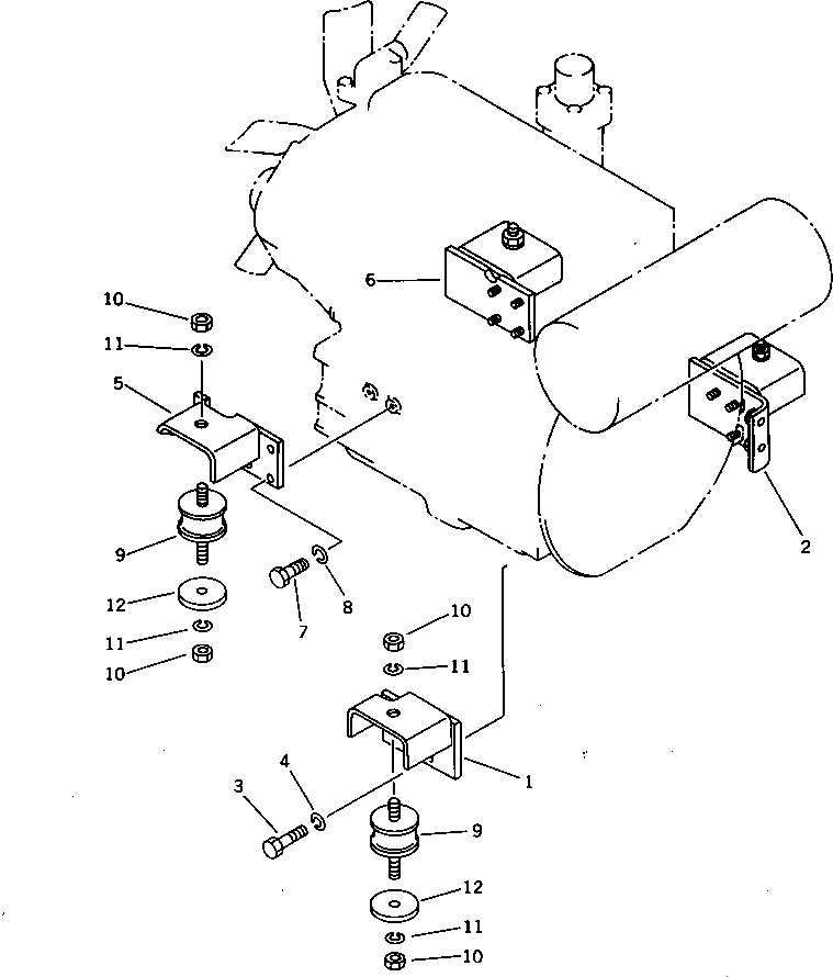 Excavators Komatsu / PC28UU-1 S/N 1001-UP(pc28uu0c) / ENGINE MOUNTING PARTS(030010 : 1001)