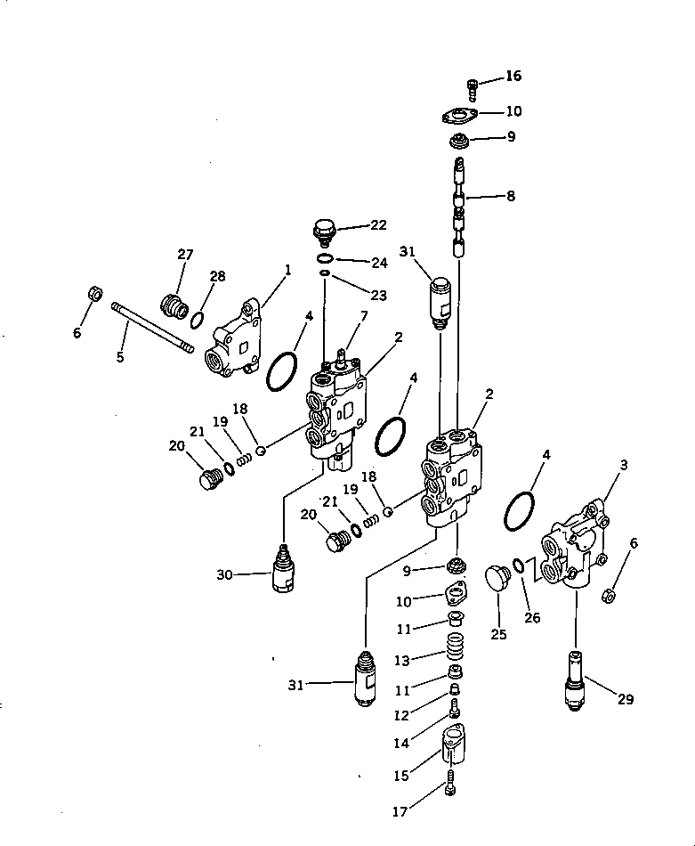 Excavators Komatsu / PC28UU-1 S/N 1001-UP(pc28uu0c) / HYDRAULIC CONTROL VALVE (1/2) (2-SPOOL)(#3653-)(180150 : 6211A)