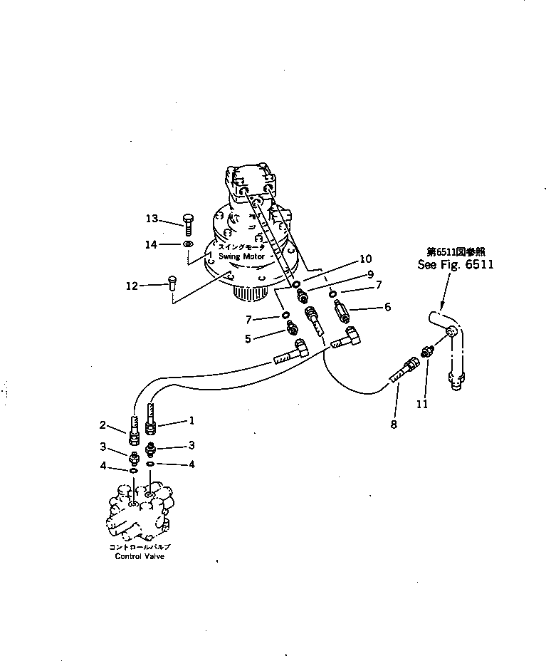 Excavators Komatsu / PC28UU-1 S/N 1001-UP(pc28uu0c) / HYDRAULIC PIPING (SWING MOTOR LINE)(#1001-3652)(180350 : 6611)