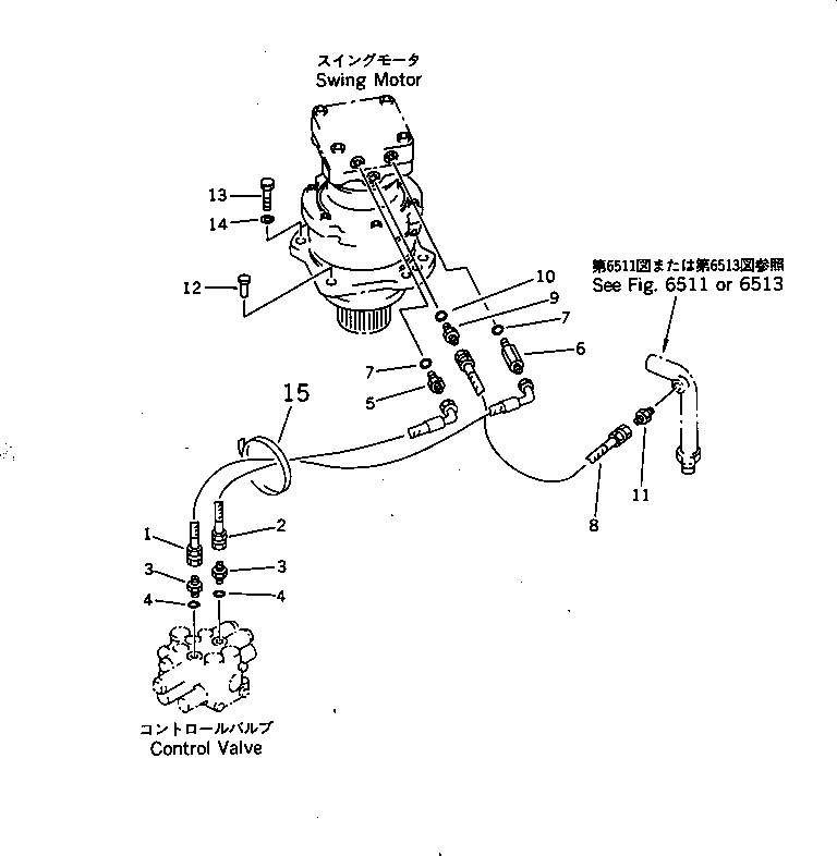 Excavators Komatsu / PC28UU-1 S/N 1001-UP(pc28uu0c) / HYDRAULIC PIPING (SWING MOTOR LINE)(#3653-)(180360 : 6611A)