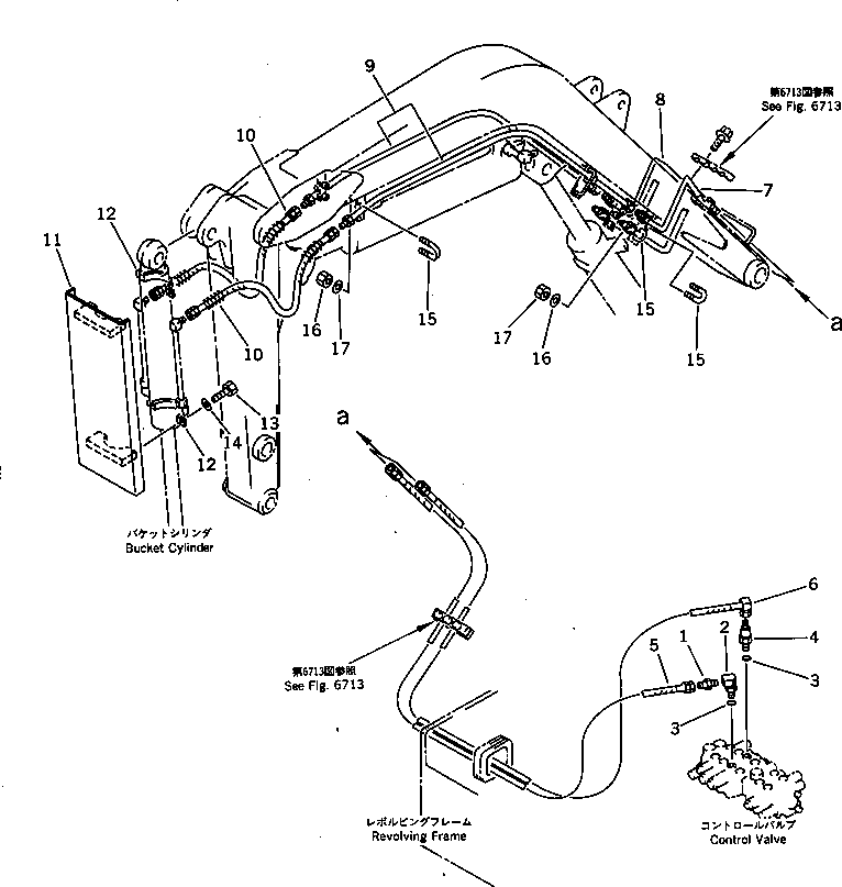 Excavators Komatsu / PC28UU-1 S/N 1001-UP(pc28uu0c) / HYDRAULIC PIPING (BUCKET CYLINDER LINE) (KISO KUTSUSAKU SPEC.)(#5336-)(180440 : 6723)