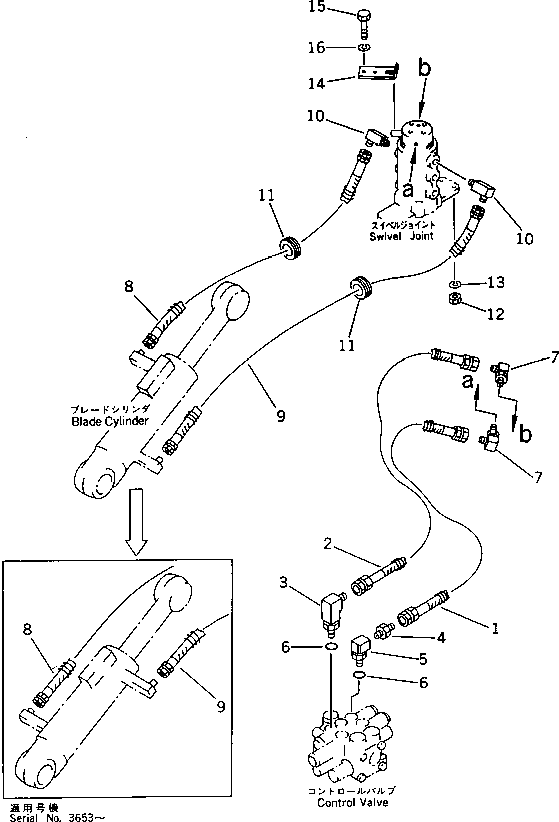 Excavators Komatsu / PC28UU-1 S/N 1001-UP(pc28uu0c) / HYDRAULIC PIPING (BLADE CYLINDER LINE)(180460 : 6751)