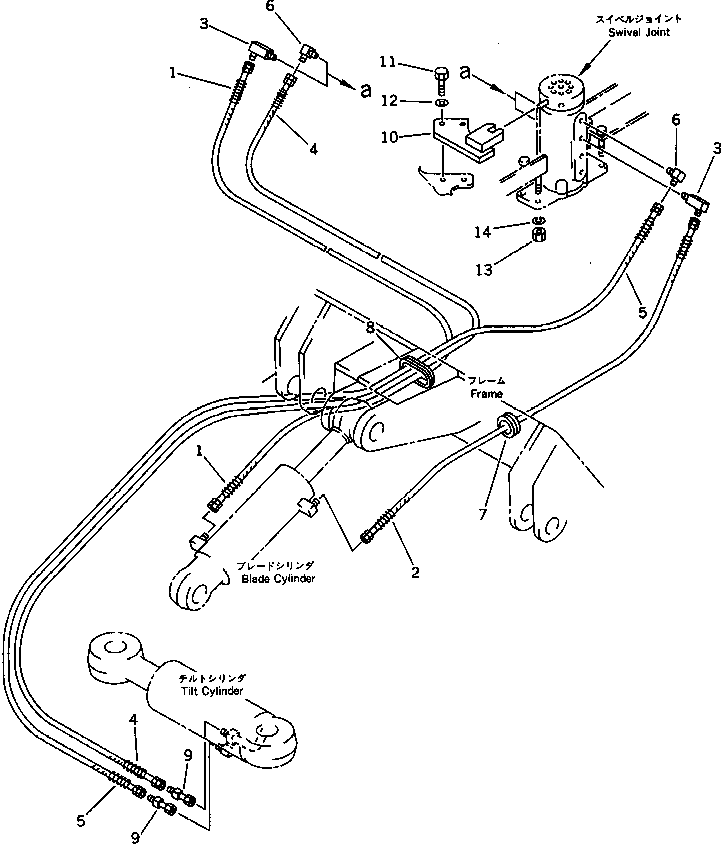 Excavators Komatsu / PC28UU-1 S/N 1001-UP(pc28uu0c) / HYDRAULIC PIPING (BLADE CYLINDER LINE) (LOWER) (FOR POWER TILT   MECHANICAL ANGLE BLADE)(#3653-)(210190 : 7713)