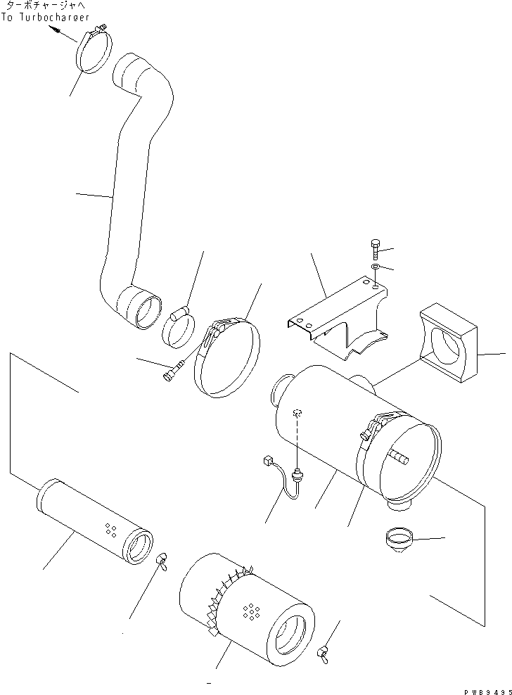 Komatsu parts book diagram for PC290LC-6K S/N K30001-UP: AIR CLEANER CONNECTION (FOR DOUBLE ELEMENT)