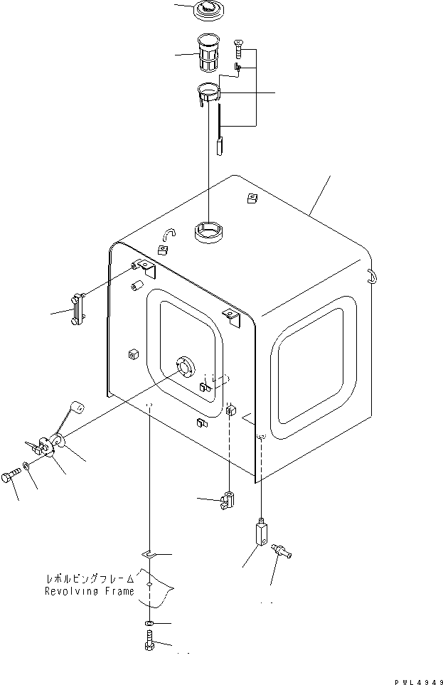 Komatsu parts book diagram for PC290LC-6K S/N K30001-UP: FUEL TANK(#K34001-)