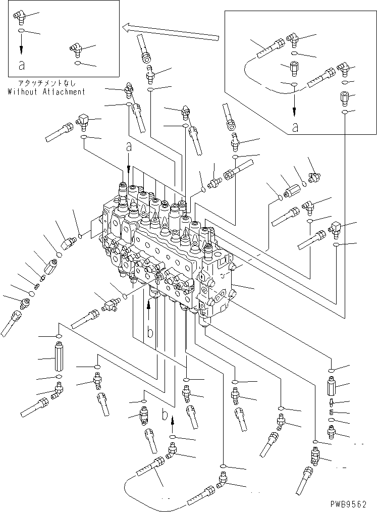 Komatsu parts book diagram for PC290LC-6K S/N K30001-UP: MAIN VALVE (CONNECTING PARTS) (2 ACTUATOR)