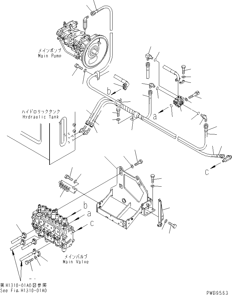 Komatsu parts book diagram for PC290LC-6K S/N K30001-UP: MAIN VALVE (VALVE BRACKET)